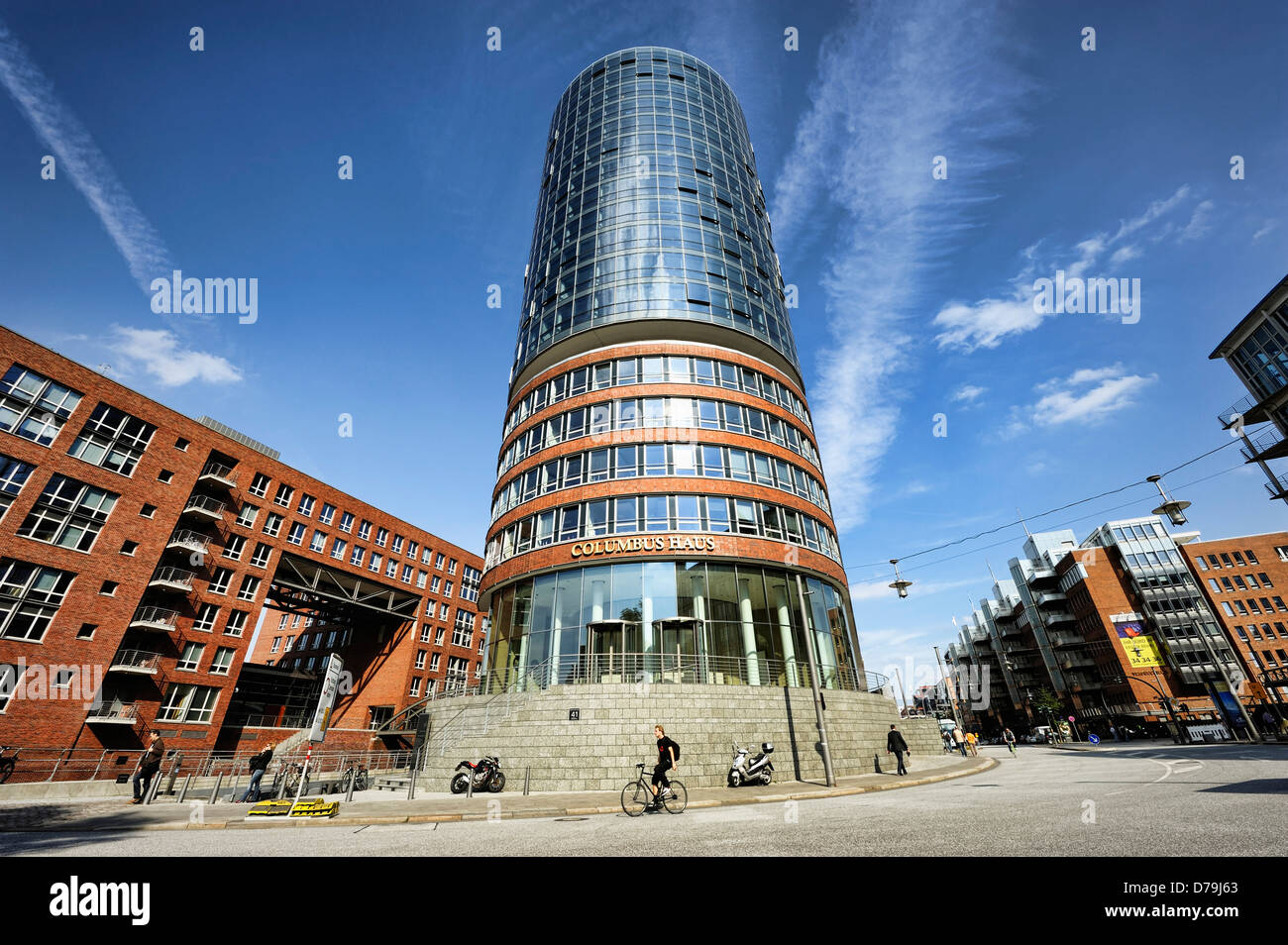 Columbus house, Ligue Hanséatique Trade Center et sandy gate quay à Hambourg, Allemagne, Europe , Columbus-Haus Commerce hanséatique, C Banque D'Images