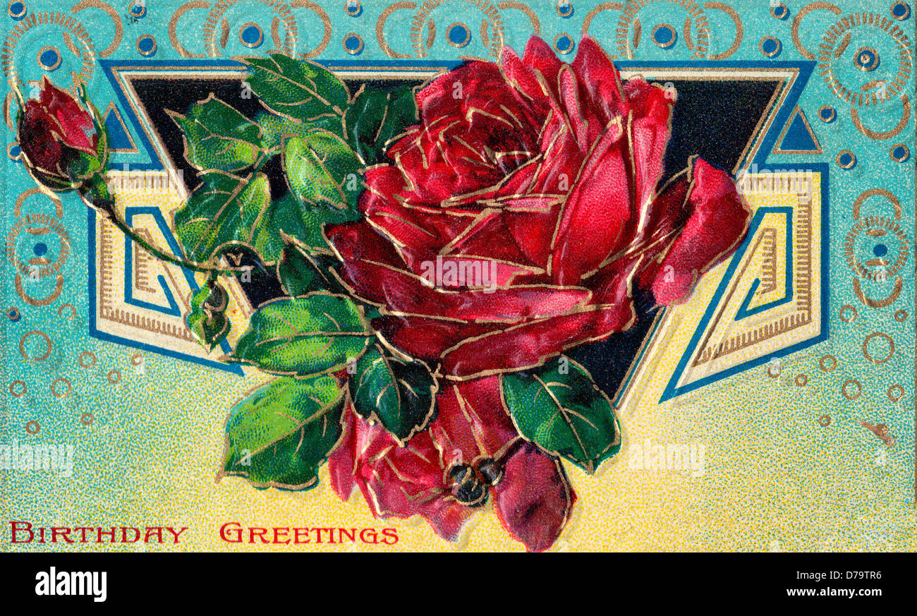 Carte De Voeux D Anniversaire Avec Des Roses Photo Stock Alamy