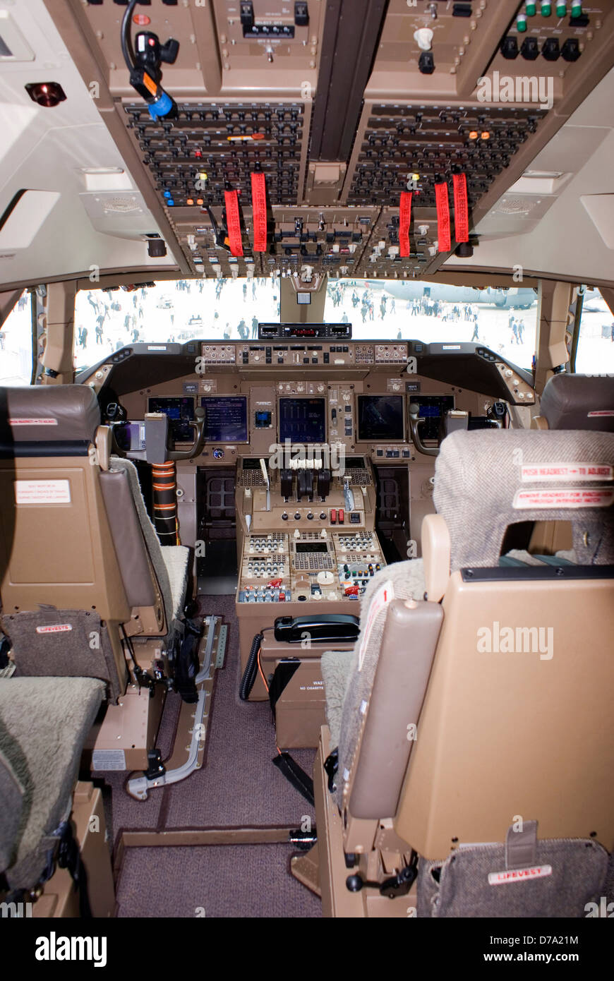 Flightdeck Boeing 747-8 d'essais Banque D'Images