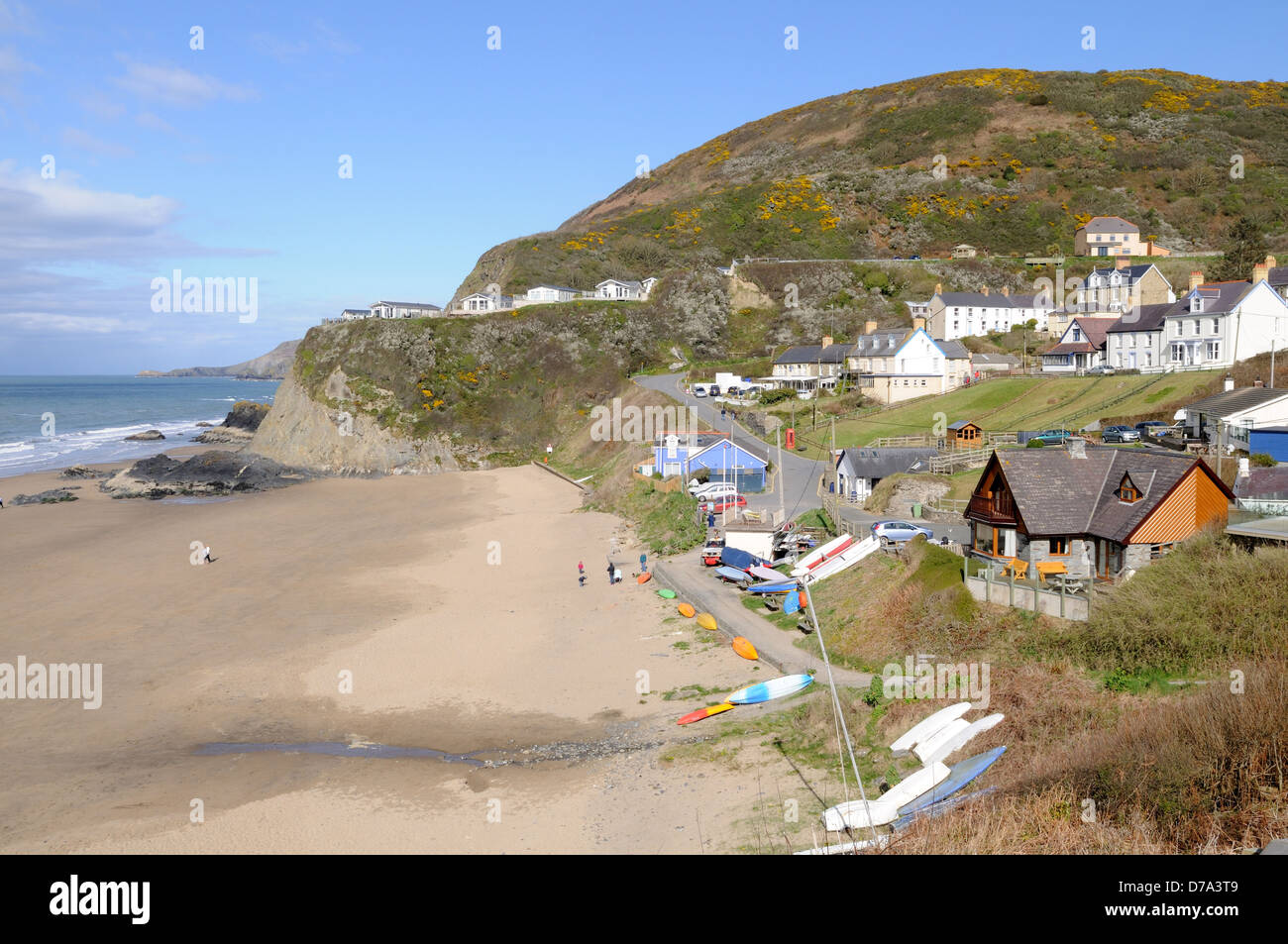 Le village et la plage de Tresaith Ceredigion Cardigan Bay Wales Cymru uK GO Banque D'Images