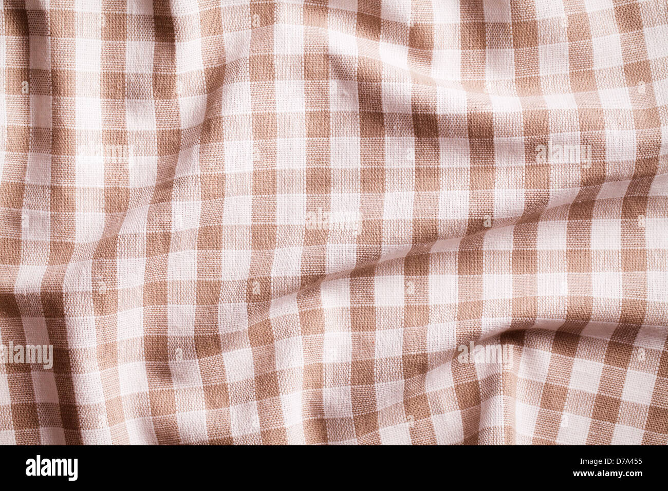 La texture de la nappe froissée à carreaux Banque D'Images