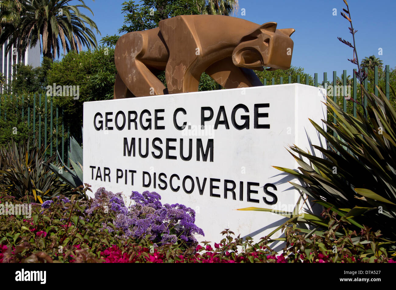 États-unis Californie Los Angeles George C Page signe Musée de La Brea tarpits Banque D'Images