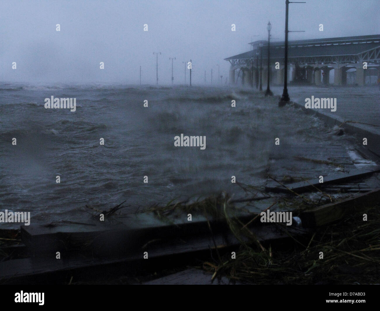 L'ouragan Isaac batters Gulfport MS hauts vents de tempête. 29 août 2012 USA Mississippi Banque D'Images