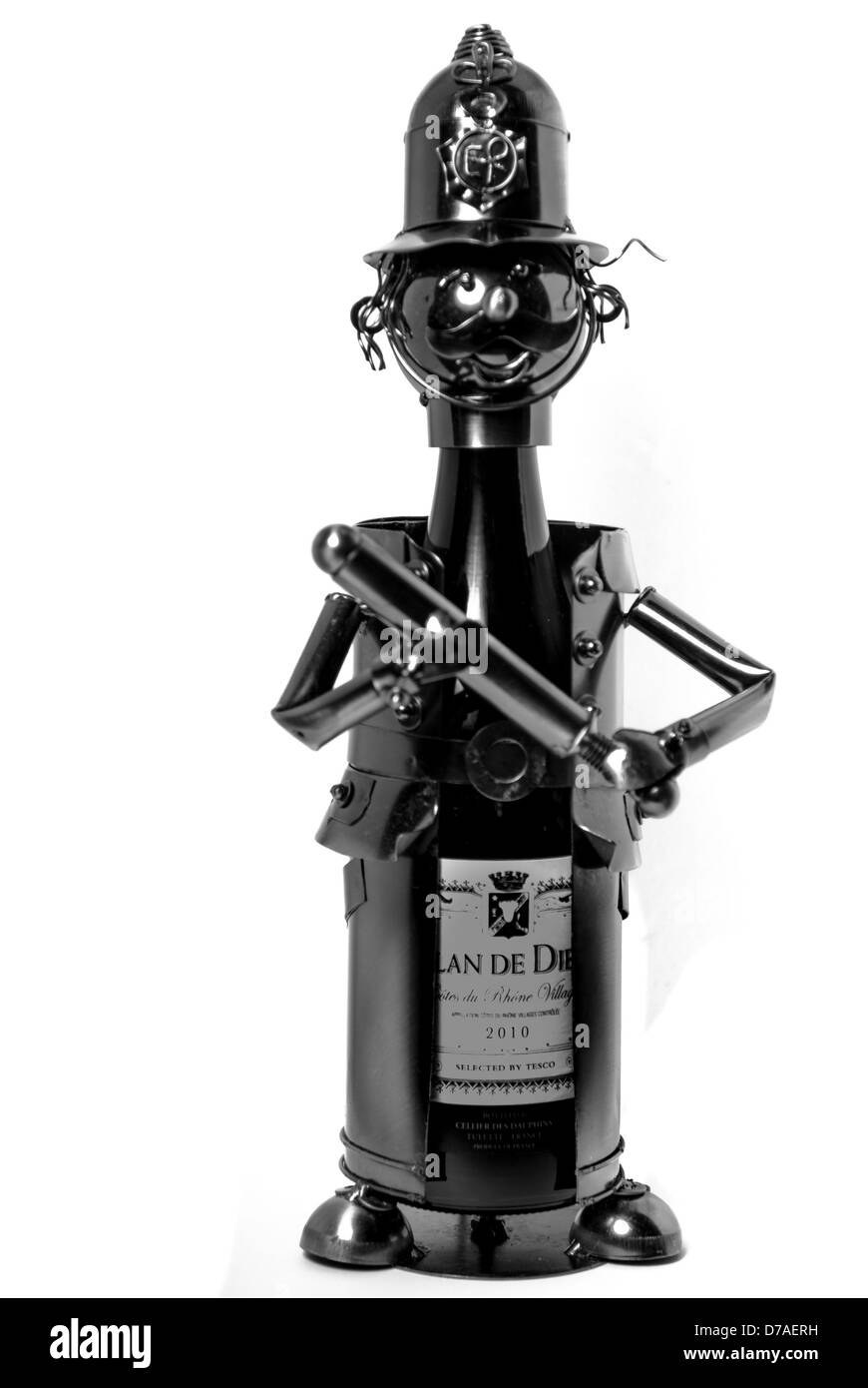 Un porte-bouteille de vin dans la forme d'un policier Banque D'Images
