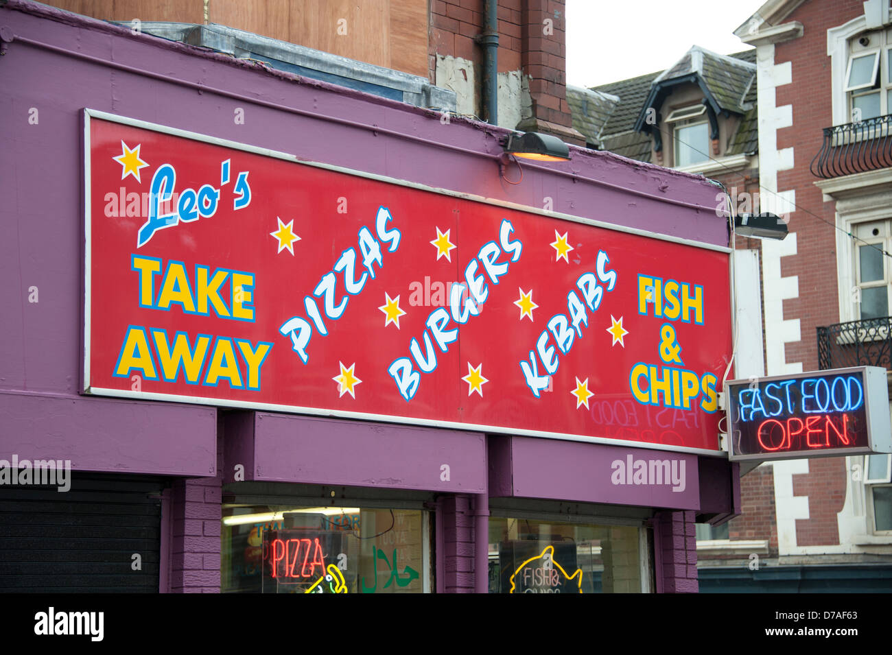 Pizzas à emporter des Kebabs Burgers Blackpool UK Royaume-Uni Angleterre Grande-Bretagne Banque D'Images