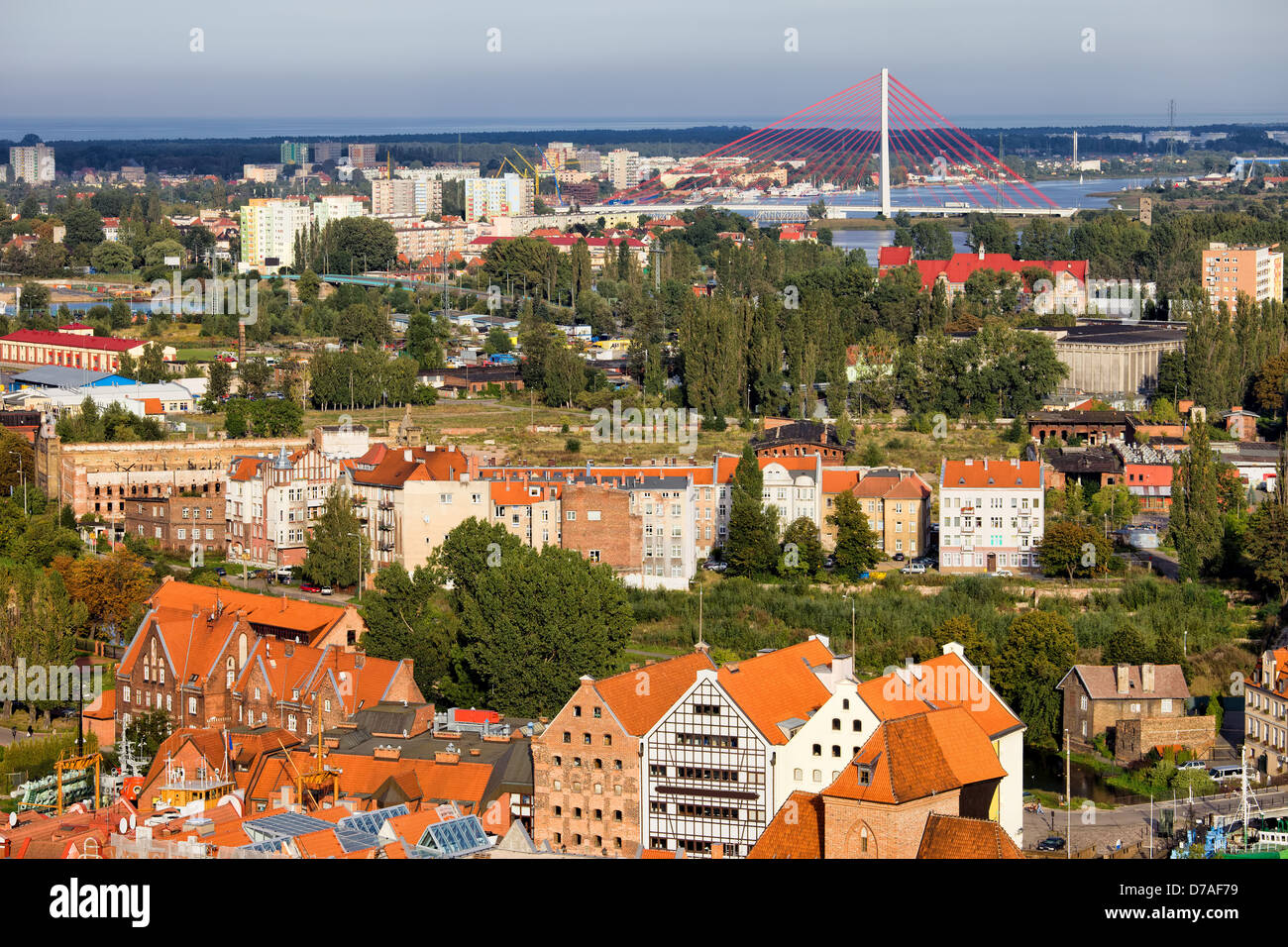 La ville de Gdansk en Pologne, vue de dessus. Banque D'Images