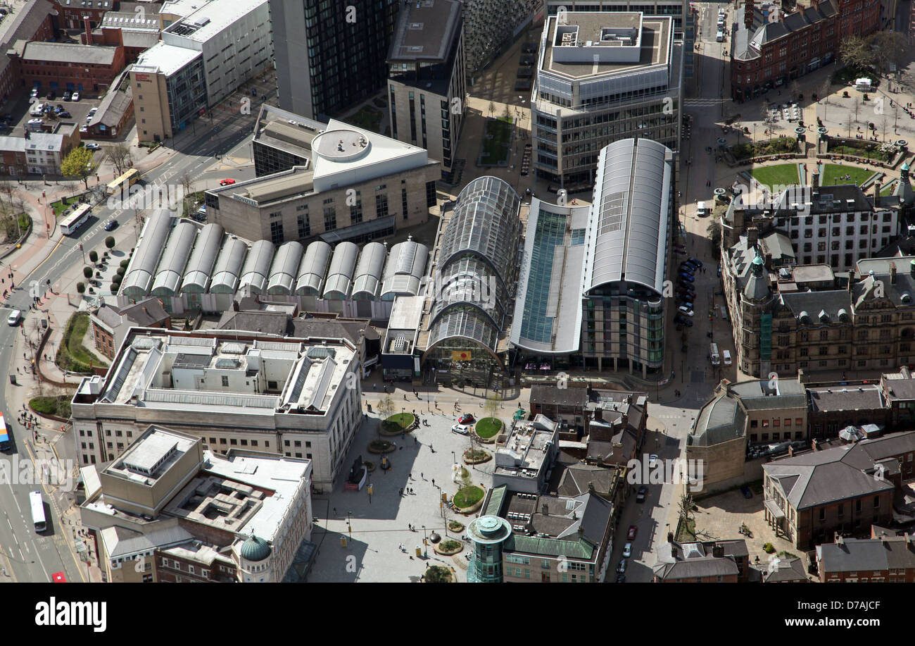 Vue aérienne du jardin d'hiver, Sheffield, Sheffield Square Tudor Banque D'Images