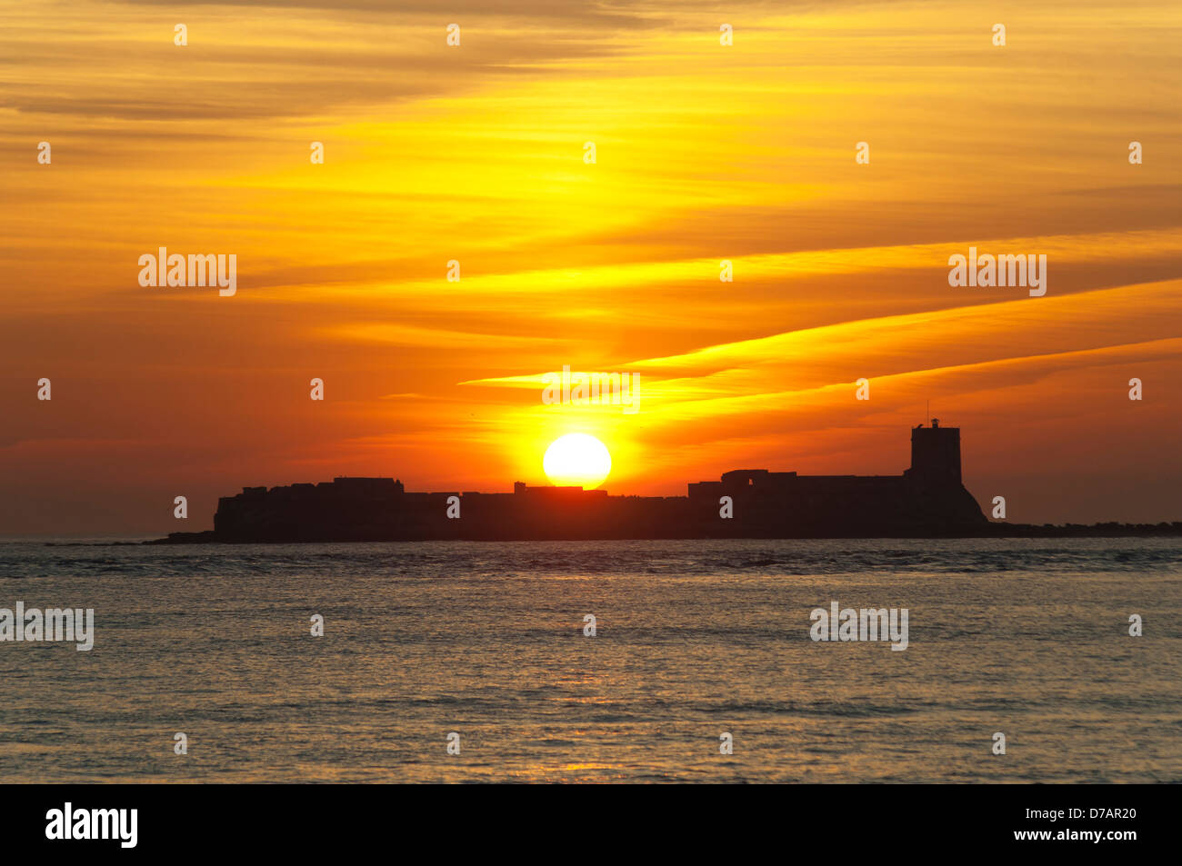 Château et de l'île de Sancti Petri, à San Fernando, Cadiz Province, Région d'Andalousie, Espagne, Europe Banque D'Images