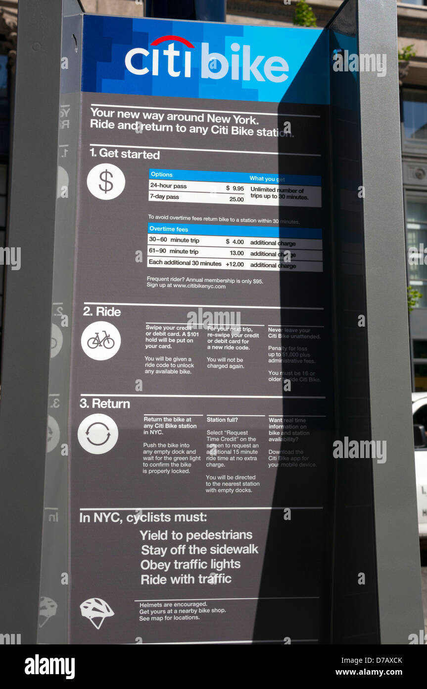 Un billet vélo citi kiosk dans NYC Banque D'Images