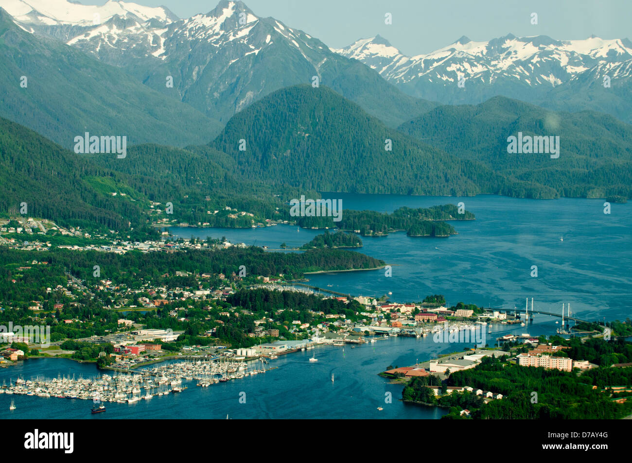 Vue aérienne de Sitka, Alaska, USA Banque D'Images