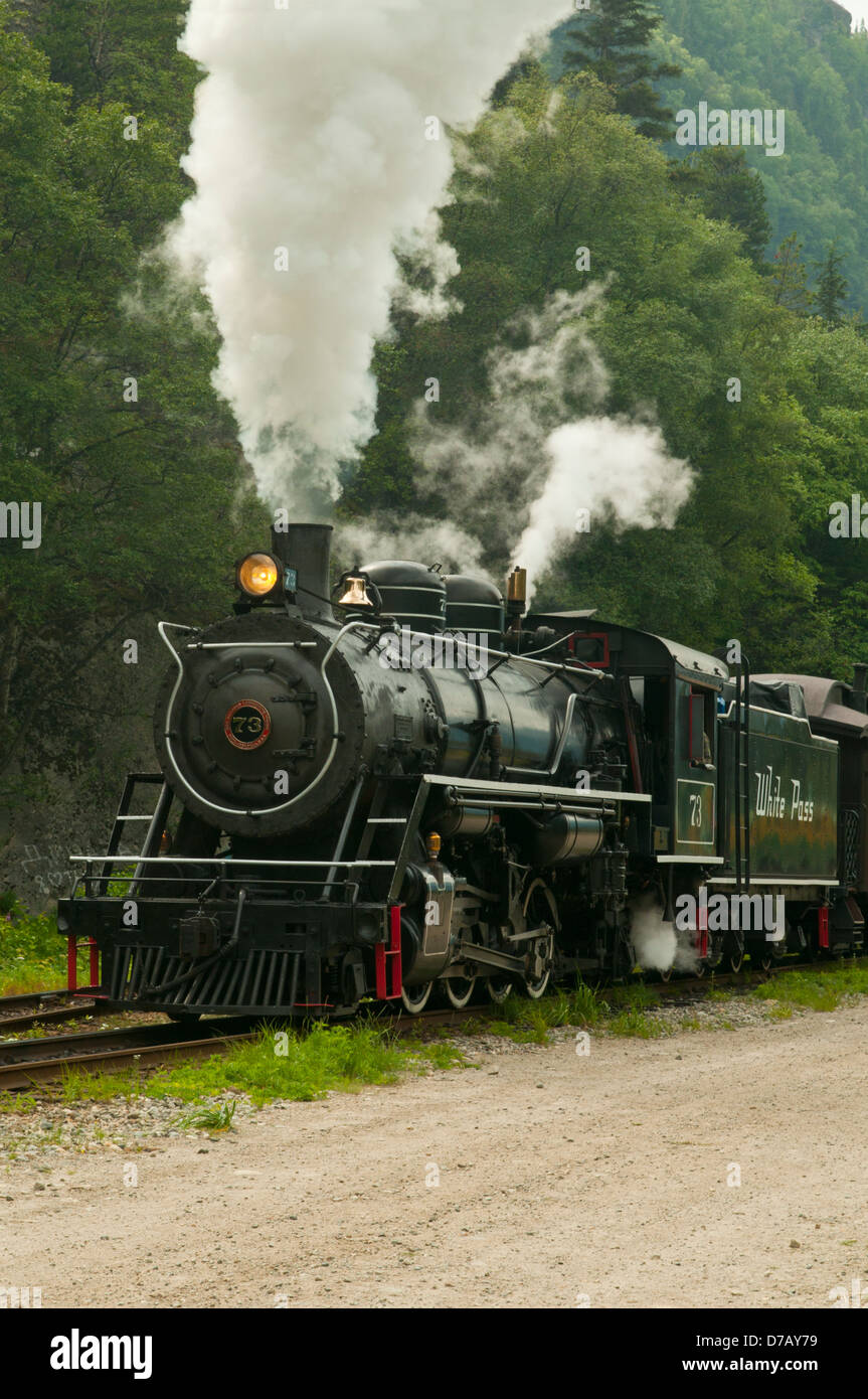 Train à vapeur de la White Pass Yukon à Skagway, Alaska, USA Banque D'Images