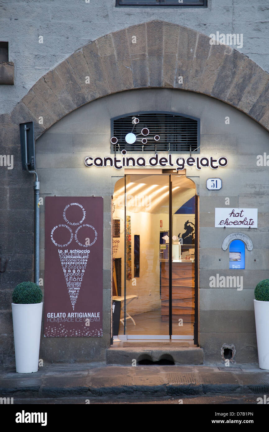 Ice Cream - Gelato Vitrine dans Florence, Italie Banque D'Images