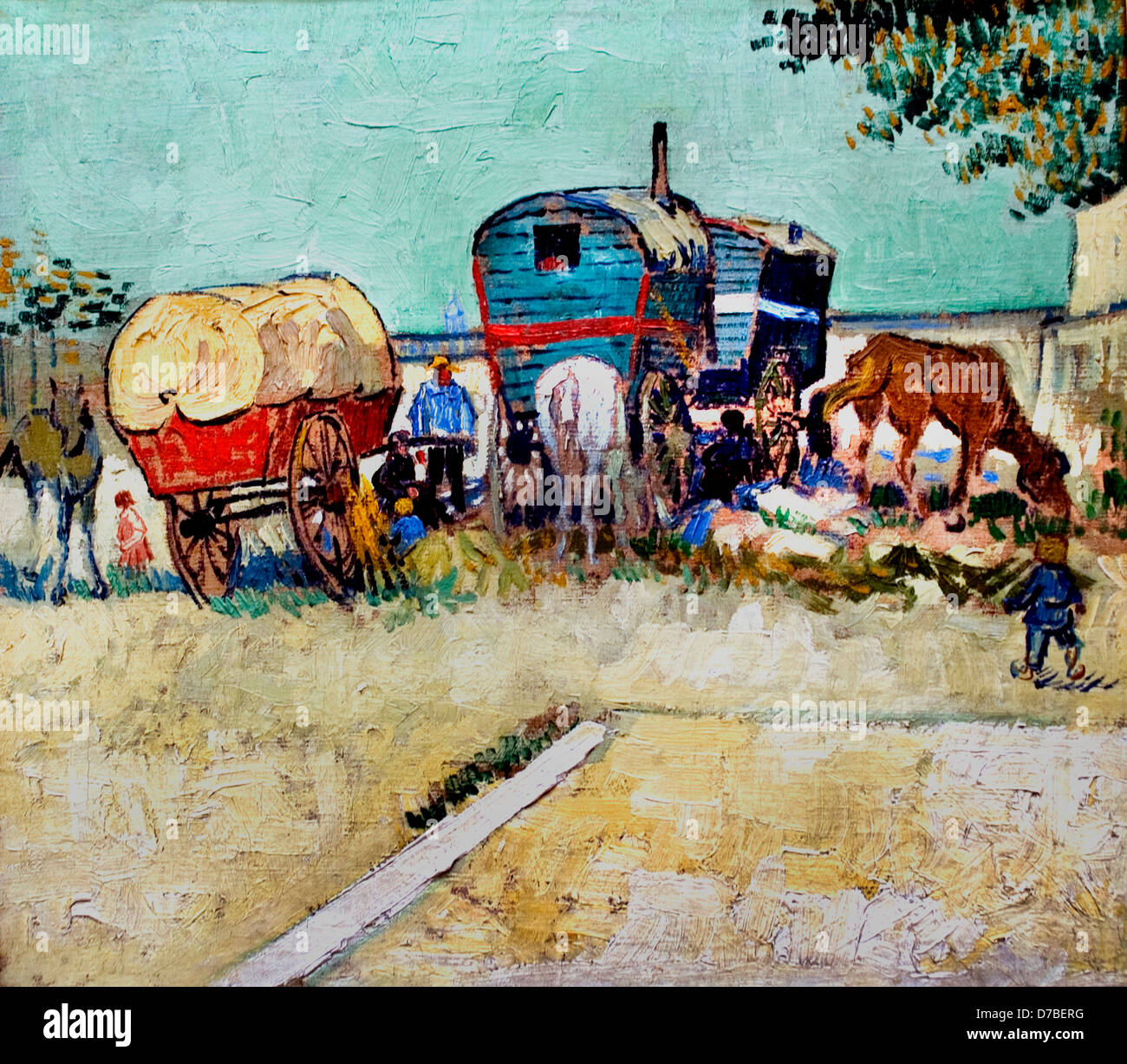Vincent van Gogh 1853-1890 Pays-Bas néerlandais Les Roulottes Campement de bohiems Arles Banque D'Images