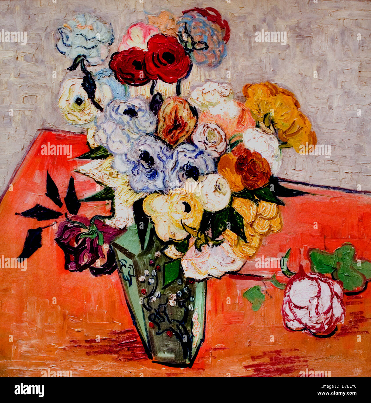 Vincent van Gogh 1853-1890 Pays-Bas néerlandais Vase japonais avec des roses et des Anémones 1890 Banque D'Images