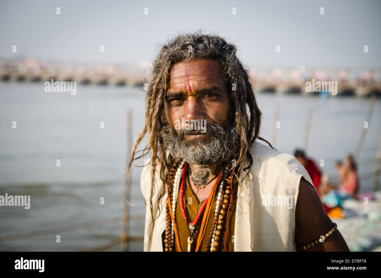 ALLAHBAD, INDE - 28 janvier : Baba (saint-man) à la Kumbh Mela fête religieuse le 28 janvier 2013 à Allahbad. Banque D'Images