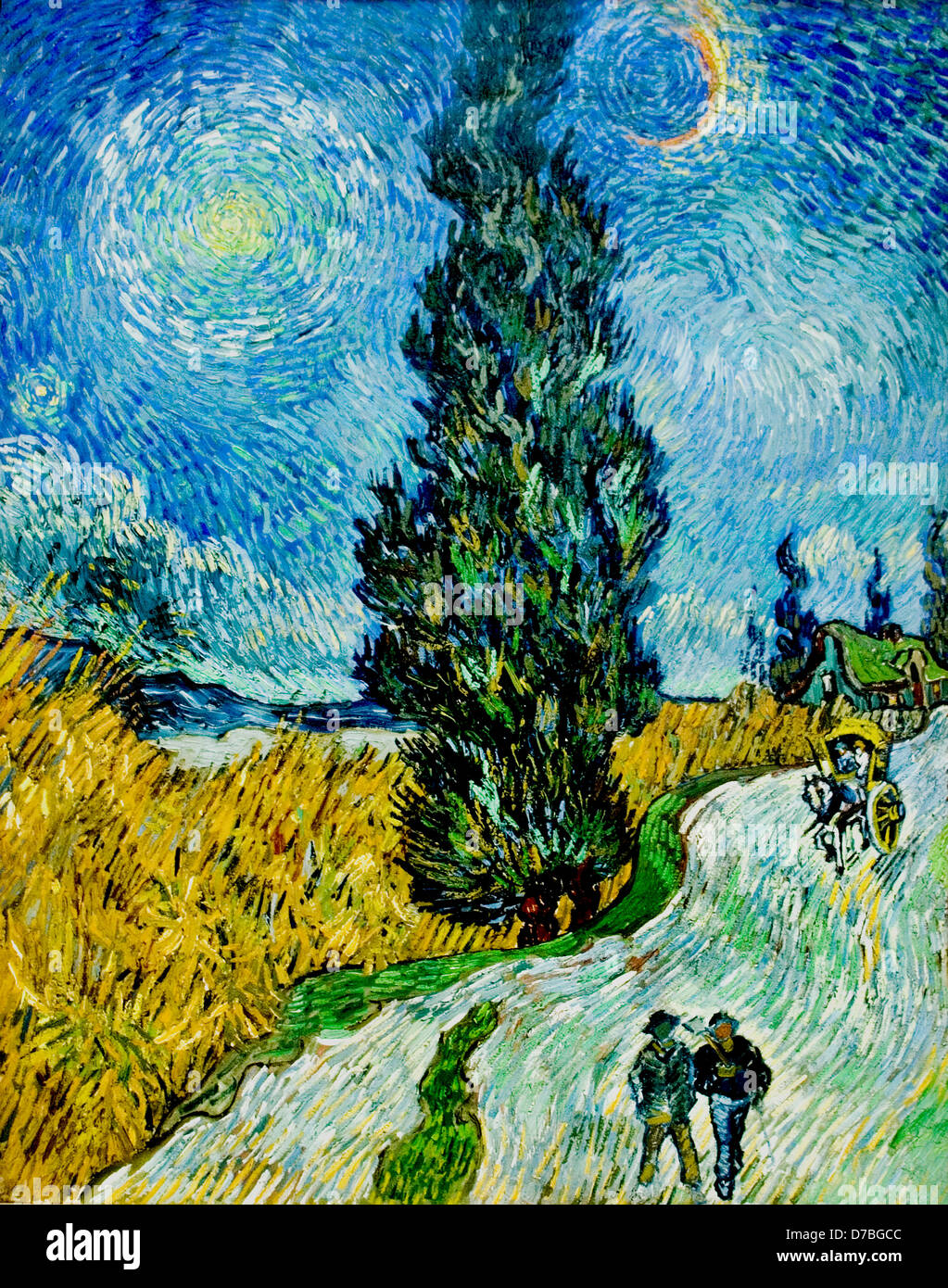 La route de cyprès et étoiles Saint-Rémy, mai 1890. Vincent van Gogh 1853- 1890 Pays-Bas Néerlandais Banque D'Images