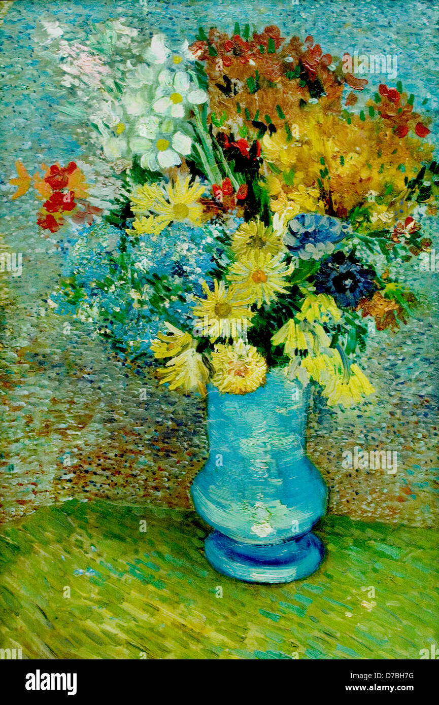 Fleurs dans un vase bleu Vincent van Gogh 1853- 1890 Pays-Bas Néerlandais Banque D'Images