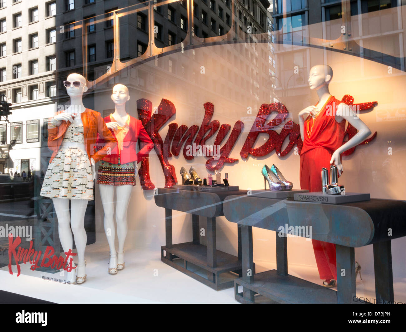 Kinky Boots Broadway vitrine musicale, Lord & Taylor, Flagship Store, 424 Fifth Avenue, NYC 2013 Banque D'Images
