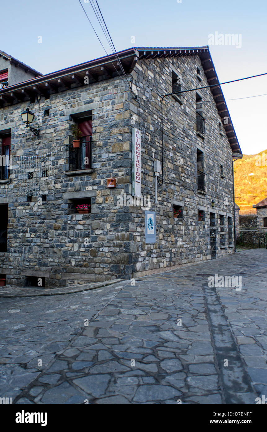 L'architecture rurale de Siresa, village de la vallée de hecho, Huesca, Espagne Banque D'Images