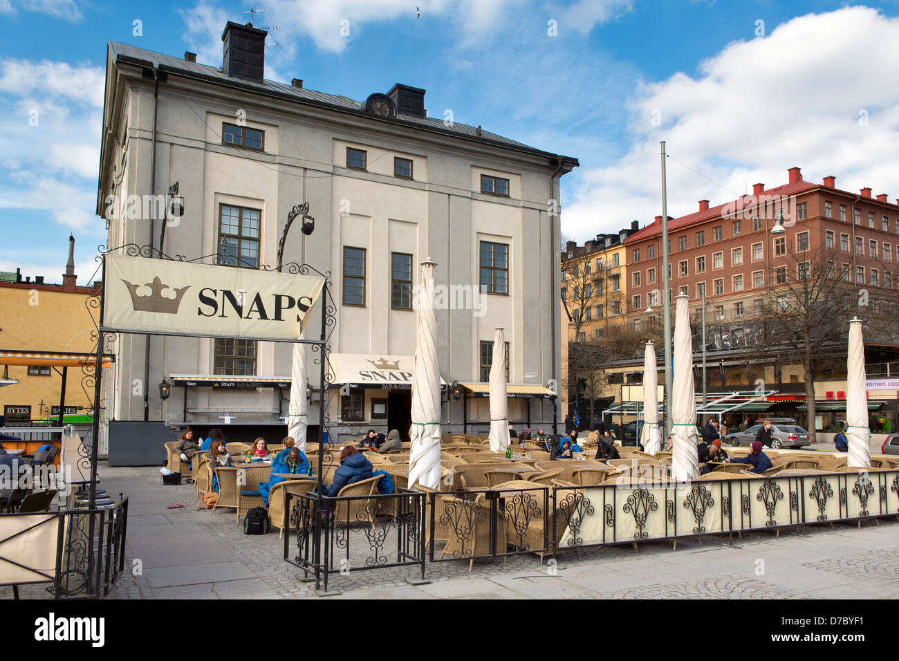 S'enclenche, bar et grill à Stockholm, en Suède. Banque D'Images