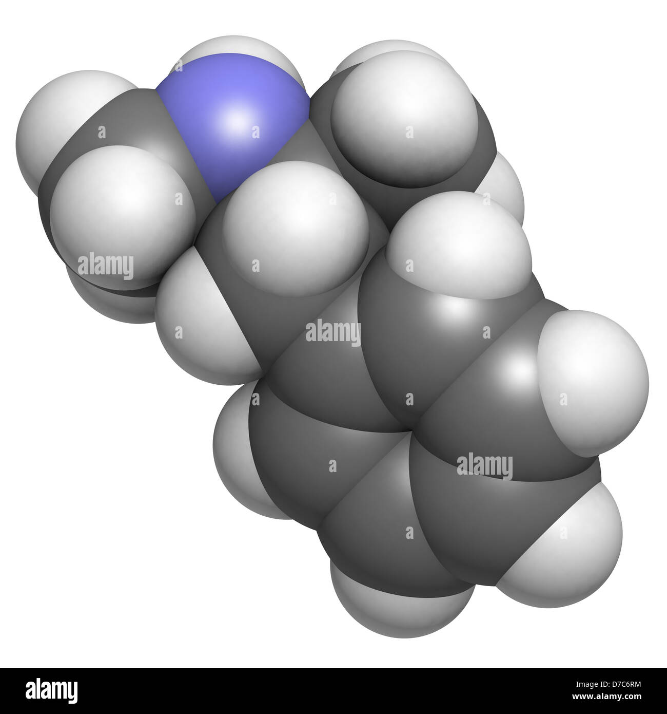 La méthamphétamine (crystal meth), médicament psychostimulant, modèle moléculaire. Les atomes sont représentés comme des sphères de couleur classiques Banque D'Images