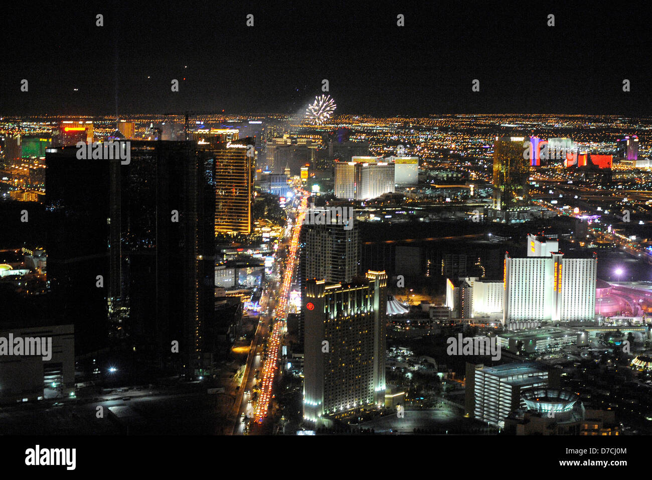 Une vue générale de la Las Vegas skyline at night - image copyright Ben Pruchnie Banque D'Images