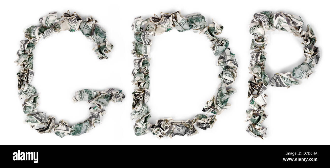 L'acronyme "PIB" fabriqué à partir de 100$ serti d'initiative parlementaire. Produit intérieur brut (PIB) correspond à la valeur au marché tous les services marchandises finales Banque D'Images