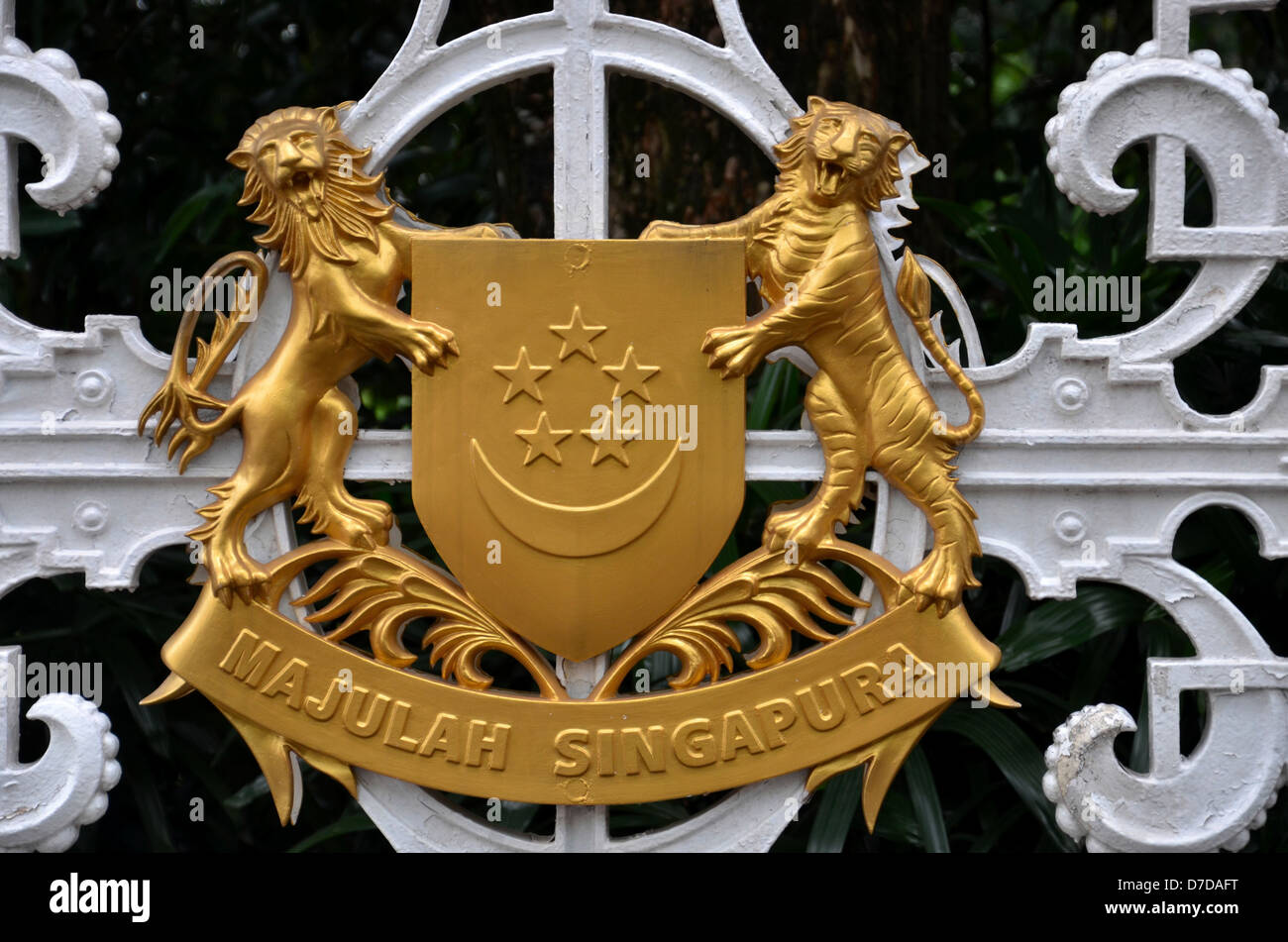 L'emblème national de Singapour en métal laiton Banque D'Images
