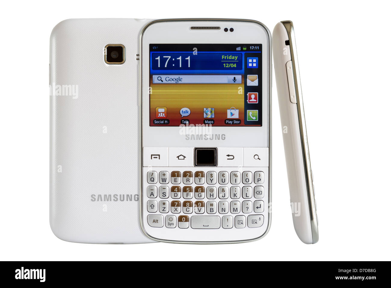 Samsung Galaxy Y Pro B5510 est un téléphone intelligent Android avec clavier AZERTY complet candybar. Banque D'Images