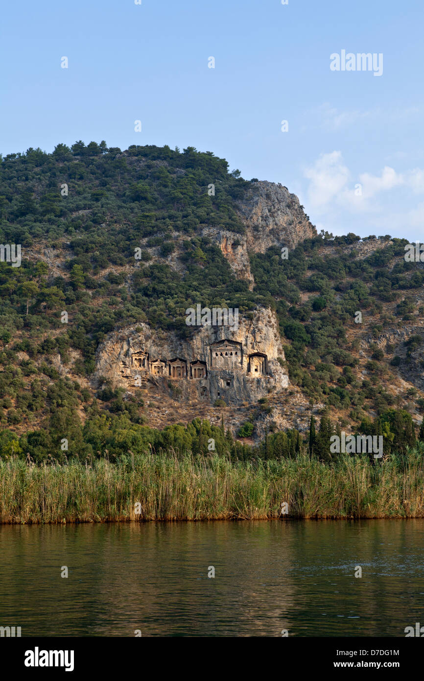 Des tombes lyciennes en Dalyan Mugla, Turquie, Banque D'Images