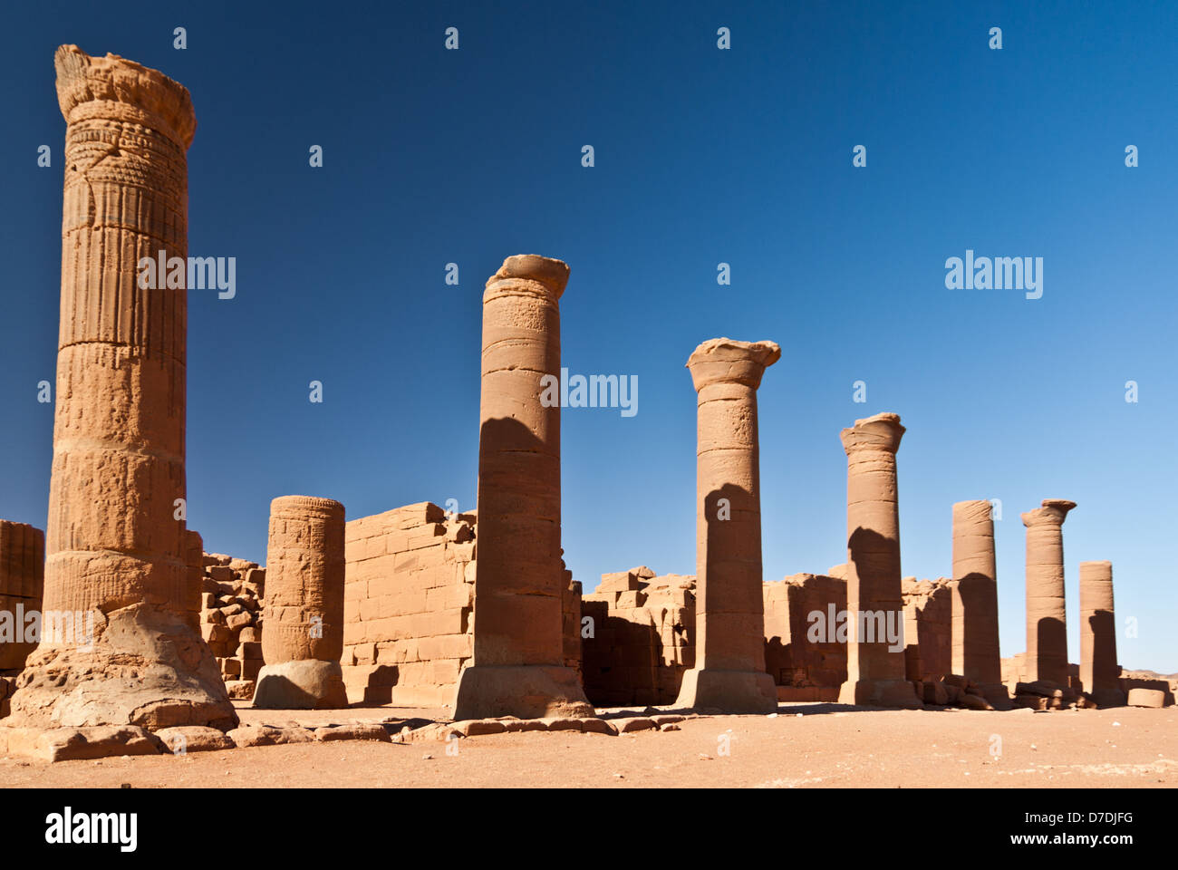 Colonnade du Grand Temple, Musawwarat es Sufra, le nord du Soudan Banque D'Images
