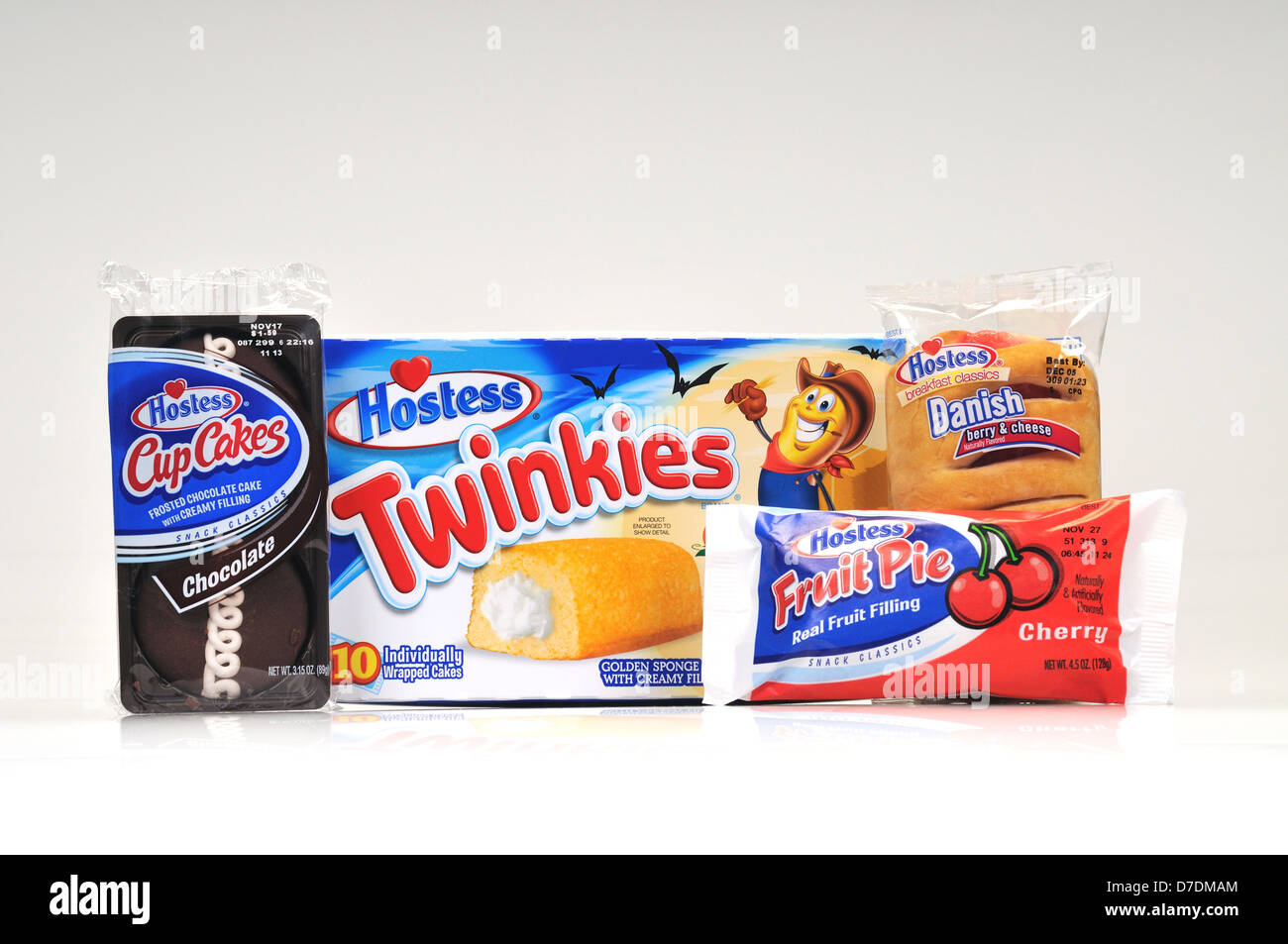 Groupe de produits Aliments hôtesse sur fond blanc, découpe. USA Banque D'Images