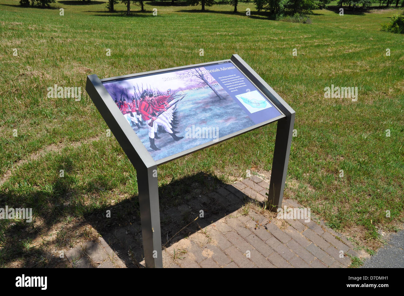 Des panneaux d'information à Cowpens National Battlefield. Banque D'Images