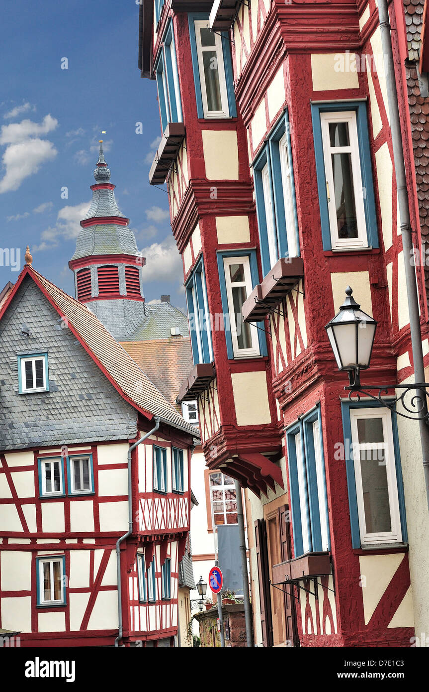 Vieux bâtiment en Allemagne fait de balles en bois. Banque D'Images