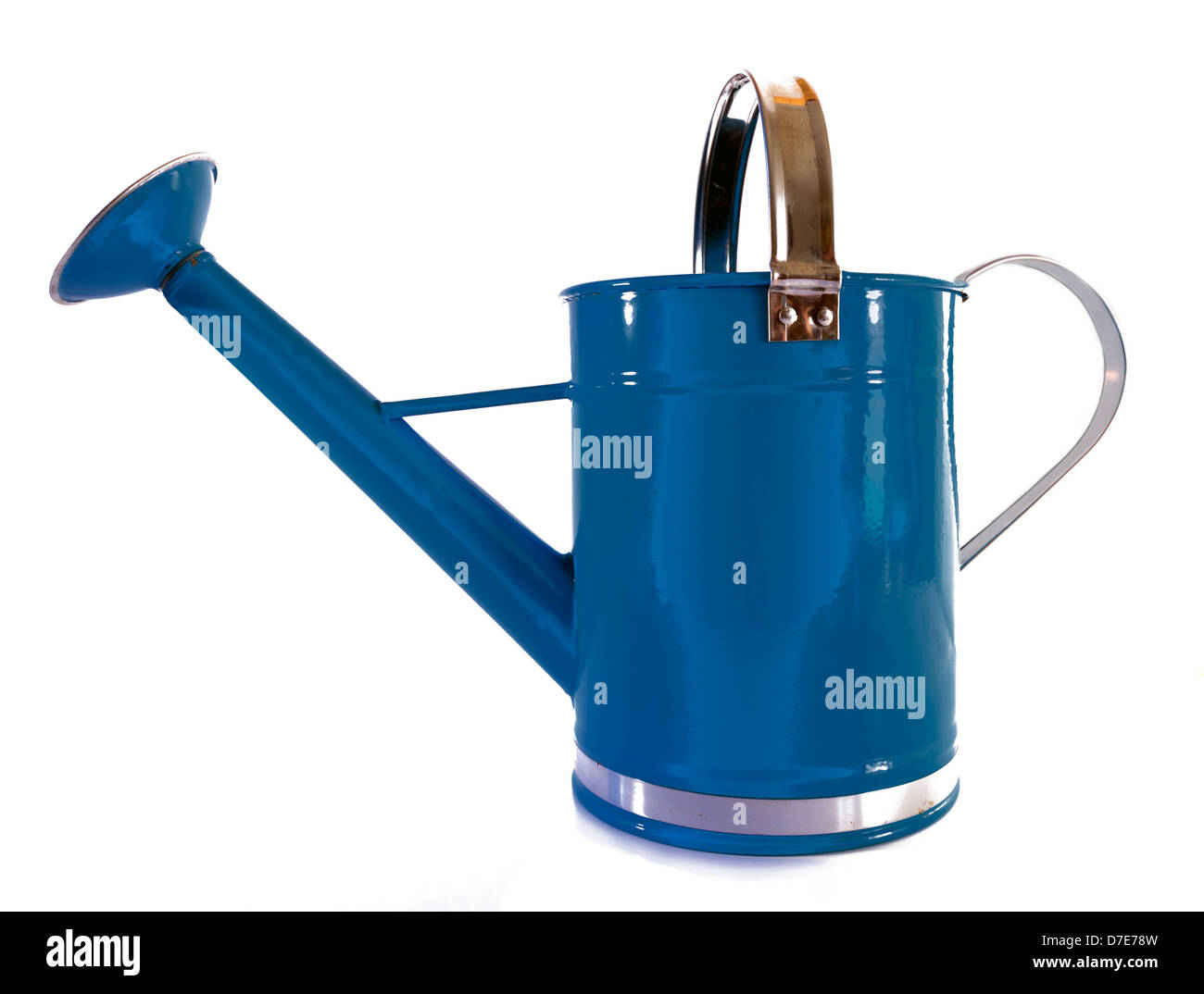 Old fashioned blue metal arrosoir avec émaillé sprinkleur Banque D'Images