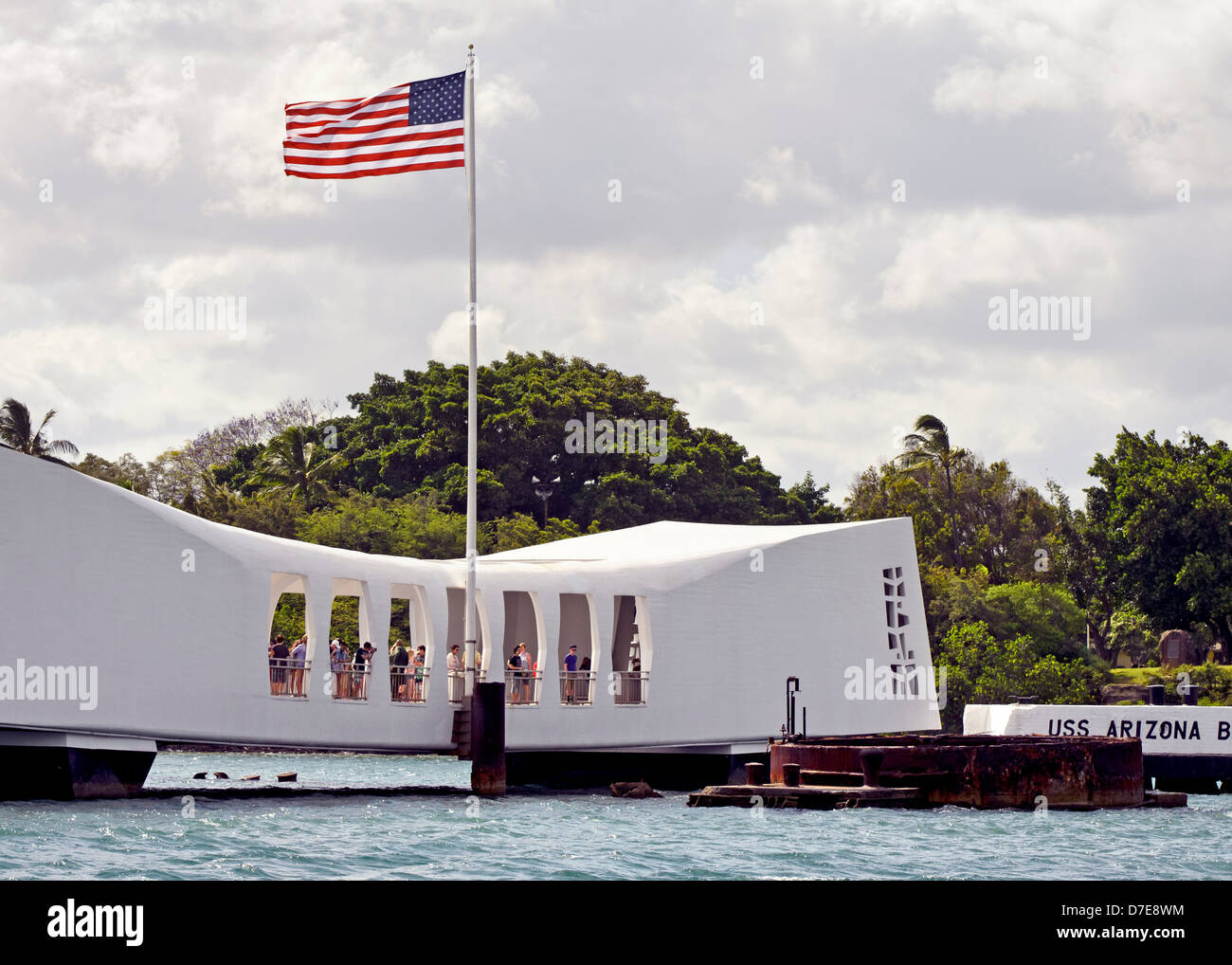 Le mémorial de Pearl Harbor sur l'île d'Oahu, Hawaii. Banque D'Images