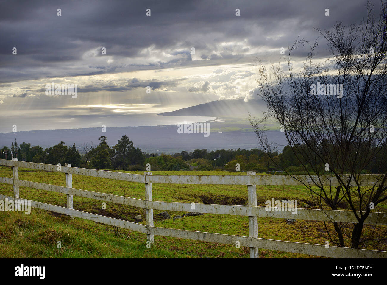 Surplombant une vallée de l'est de Maui. Banque D'Images