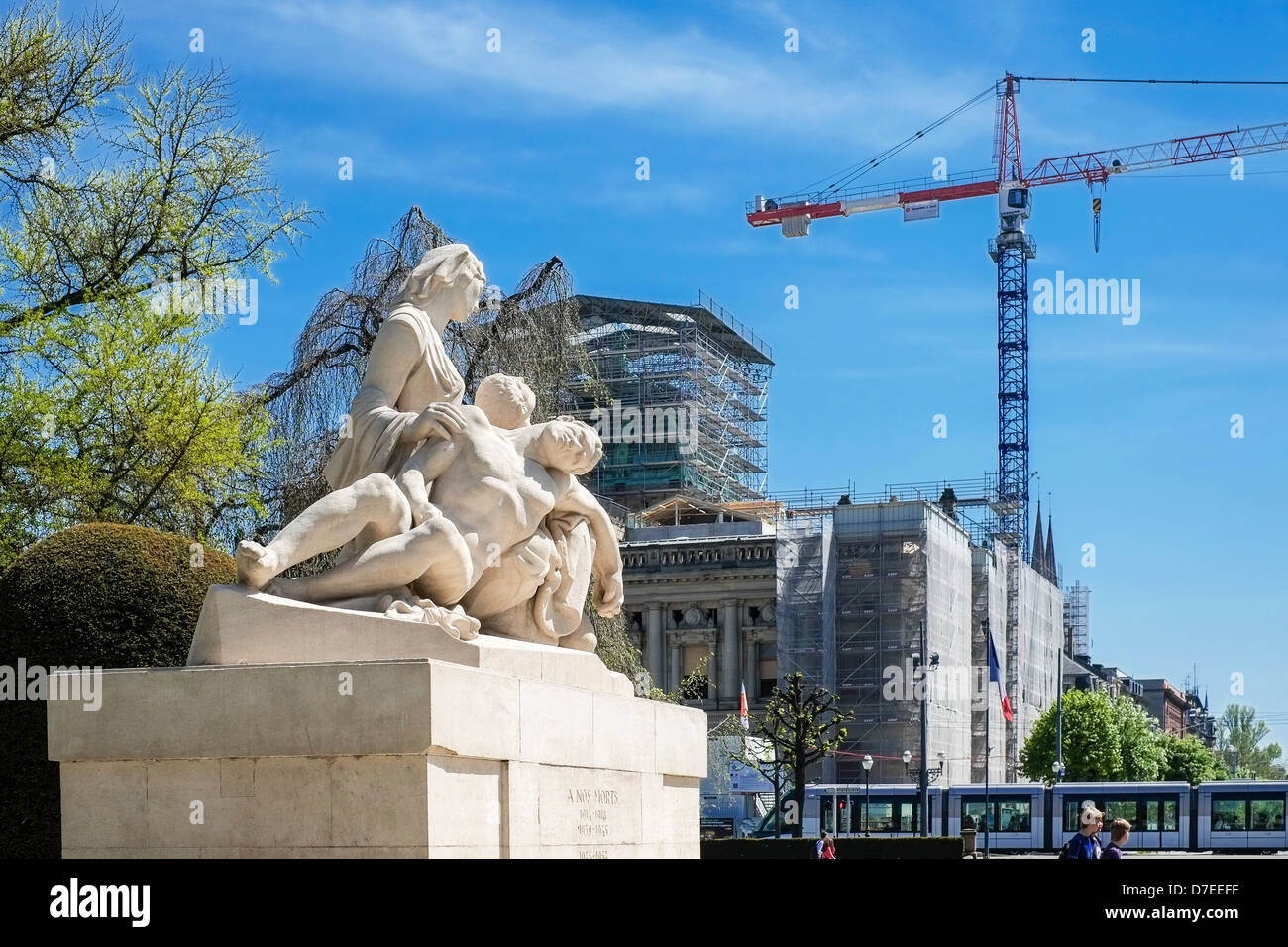 War Memorial et BNU National University Library site de rénovation, de Neustadt, Strasbourg, Alsace, France, Europe, Banque D'Images