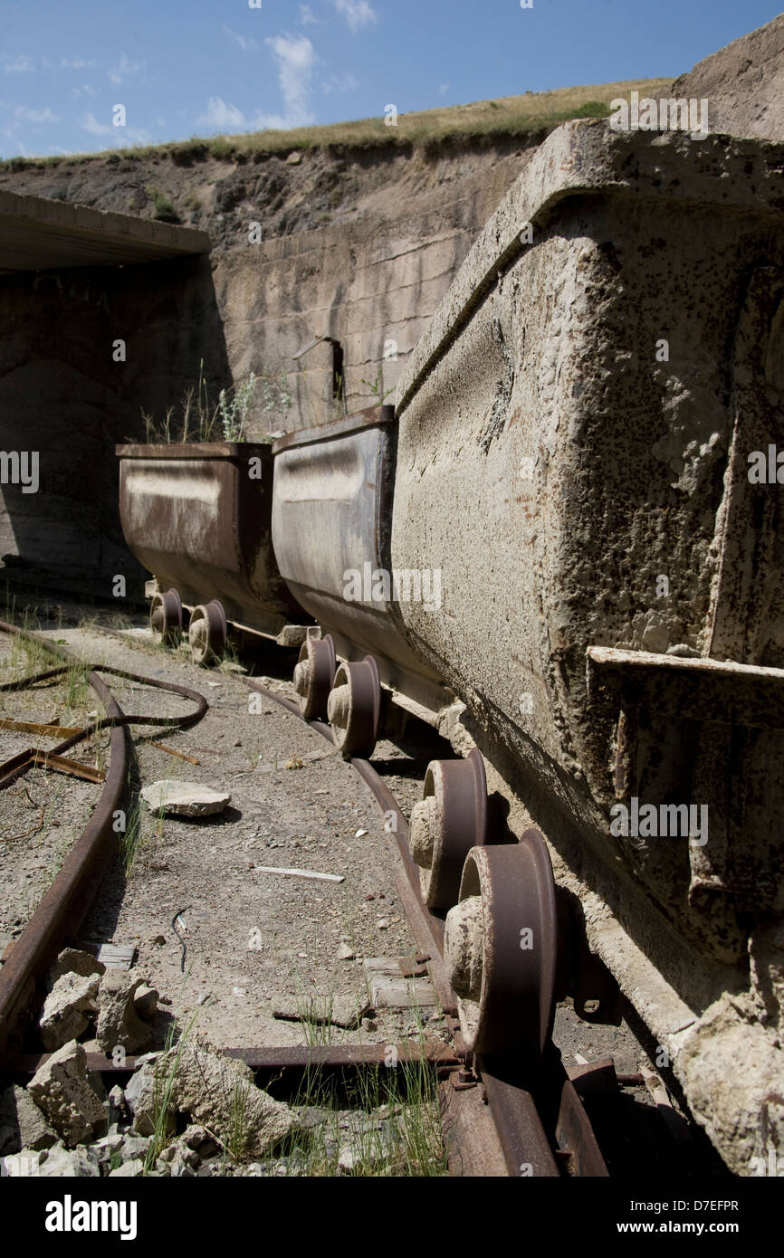 Vieux wagons miniers Banque D'Images