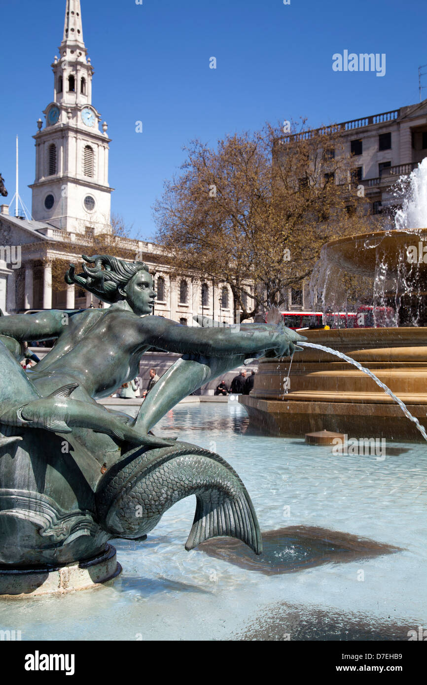 Sirène Sculpture-fontaine à Trafalgar Square - Londres UK Banque D'Images