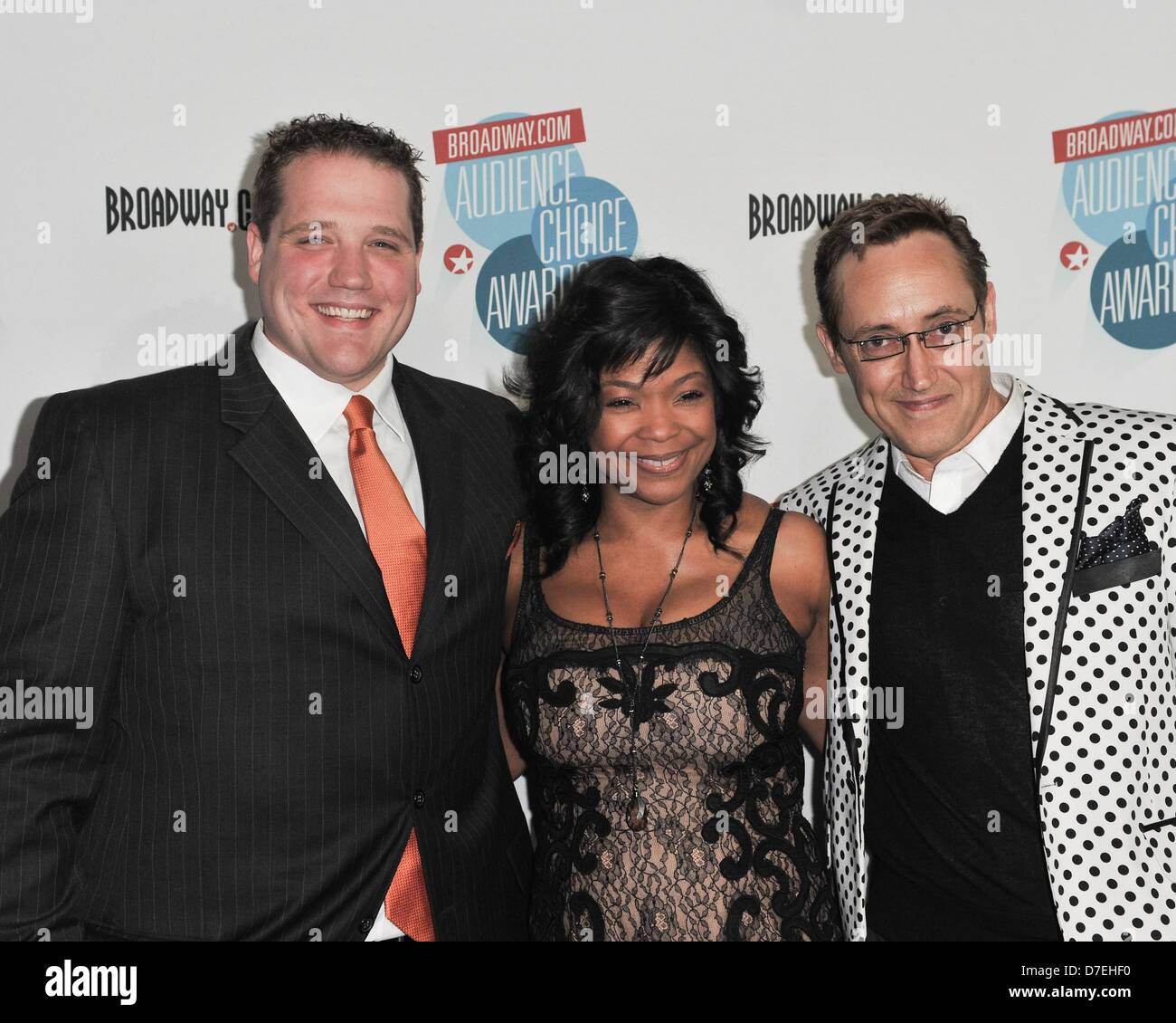 New York, USA. 5 mai, 2013. Ben Jeffrey, Bonita J. Hamilton, Patrick R. Brown aux arrivées pour 2013 de Broadway.com Audience Choice Awards, Frederick P. Rose Hall, Jazz at Lincoln Center, New York, NY Le 5 mai 2013. Photo par : Jean-Paul Melendez/Everett Collection/Alamy Live News Banque D'Images