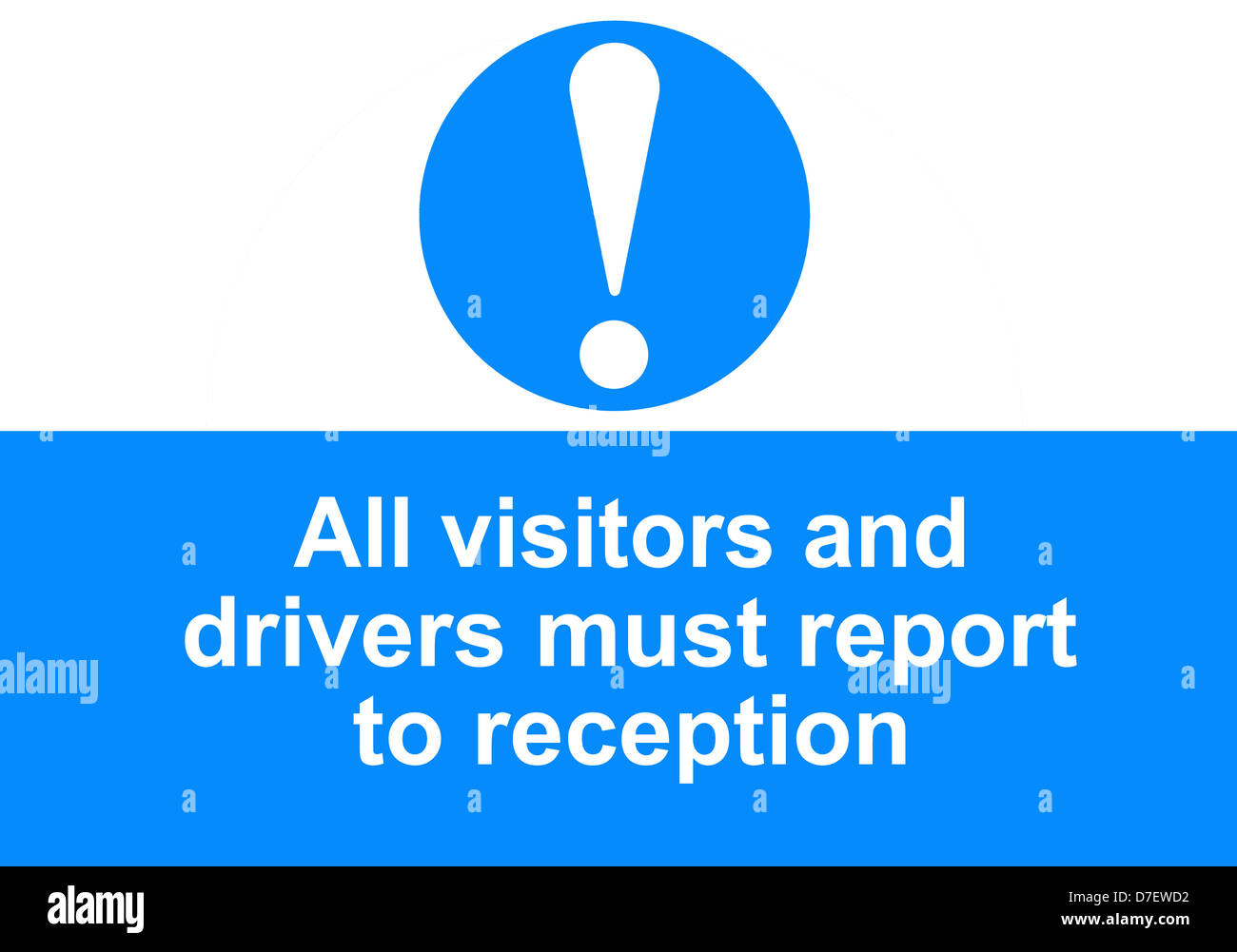 Tous les visiteurs et les chauffeurs doivent se présenter à la réception Banque D'Images