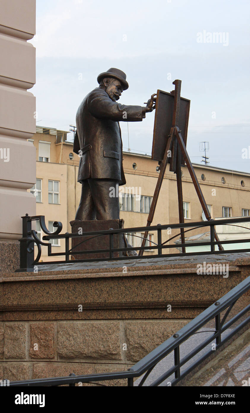 Ignatsiy Roshkovych monument à l'artiste à Uzhgorod, Ukraine Banque D'Images