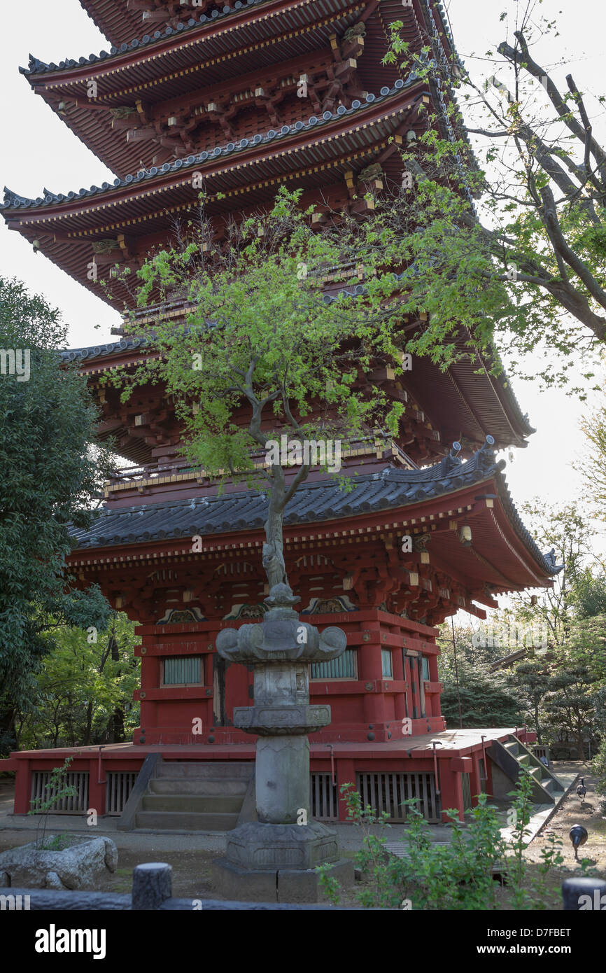 Kan'ei-ji (Kaneiji) est originale pagode à cinq étages avec jardin autour dans le parc Ueno, Tokyo, Japon. Banque D'Images