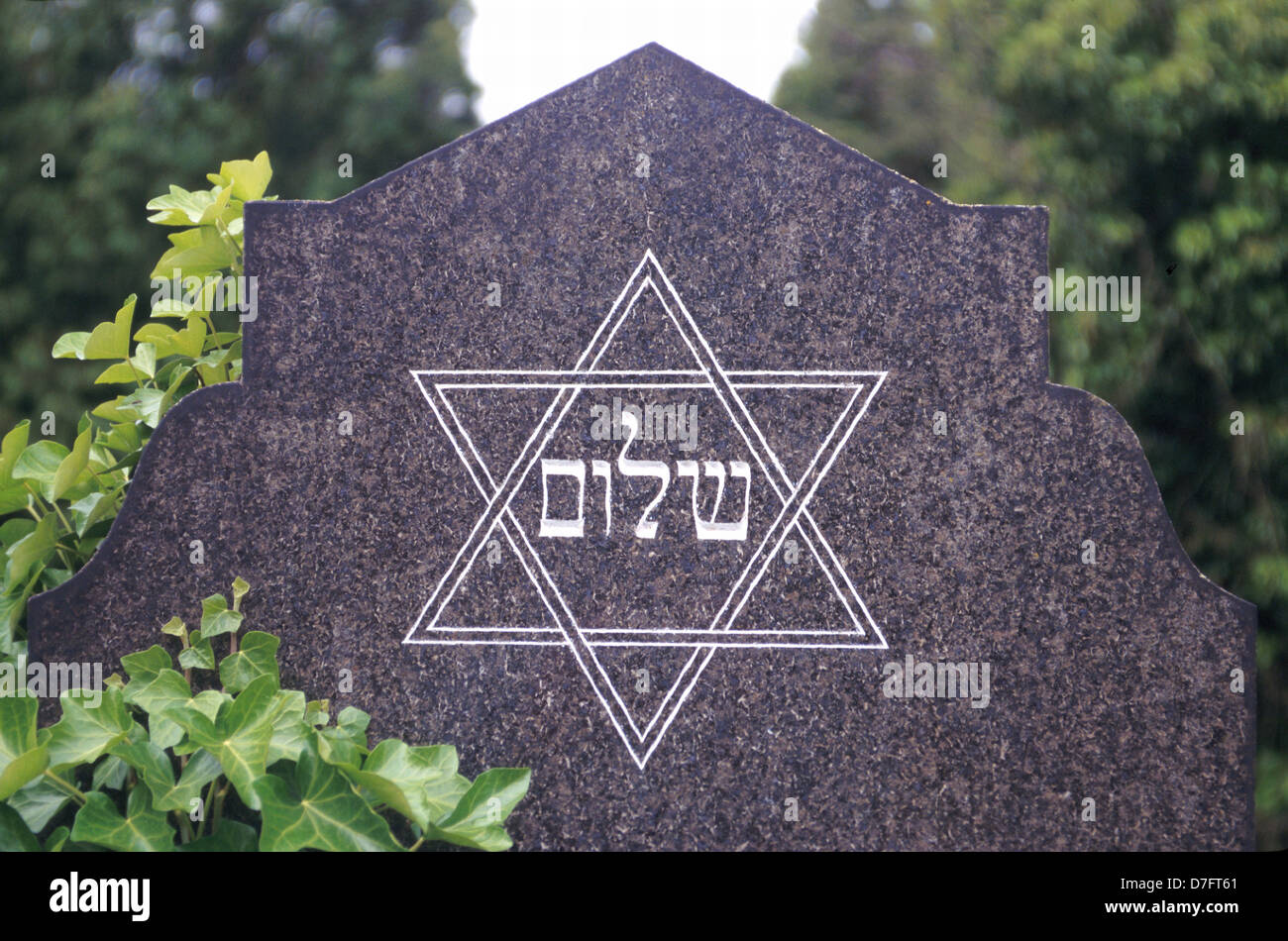 Pierre tombale à l'ancien cimetière juif de Weiherstrasse, Fuerth (Fürth), Allemagne Banque D'Images