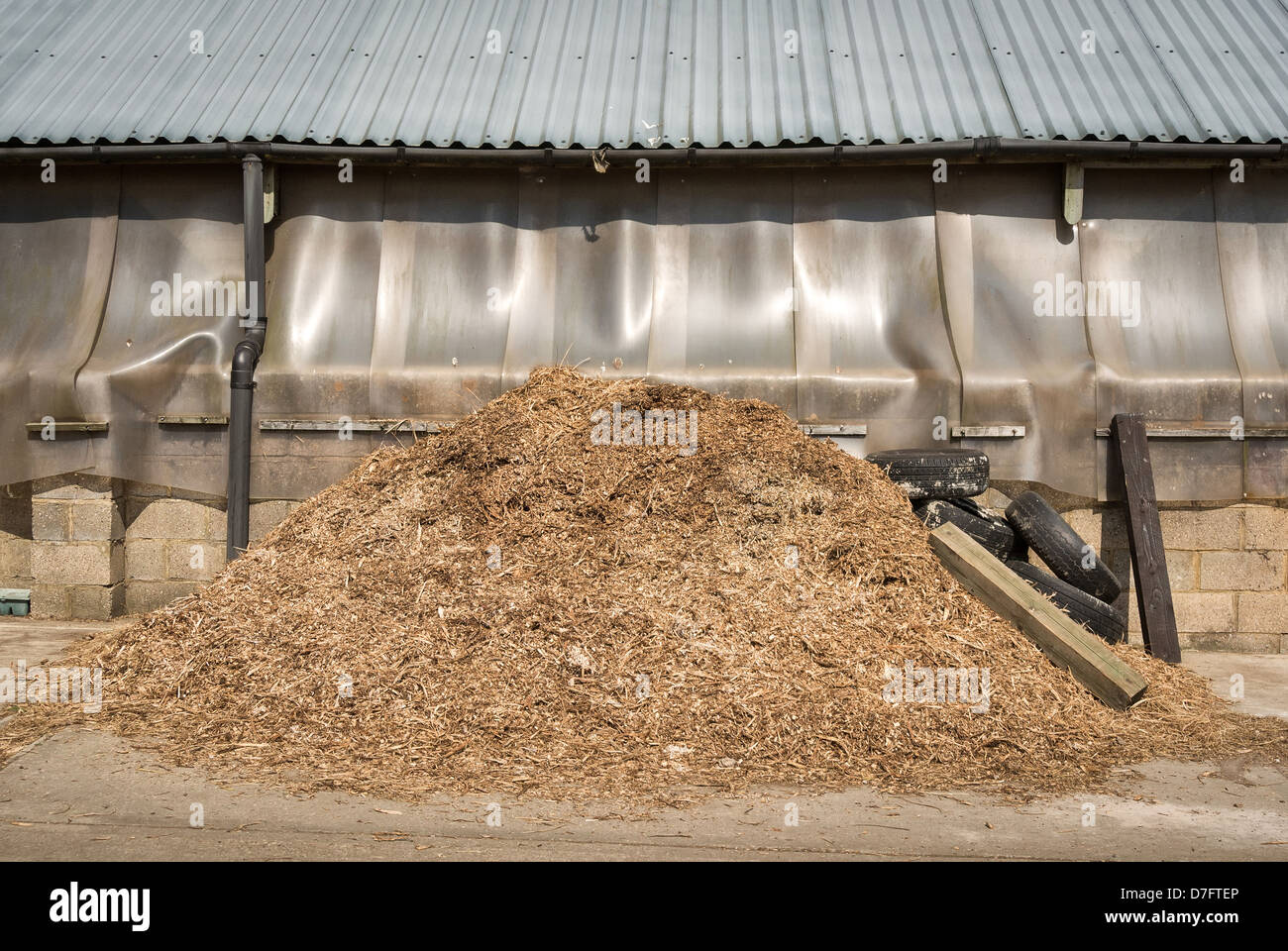 Tas de fumier de cheval en anglais stable de basse-cour Banque D'Images