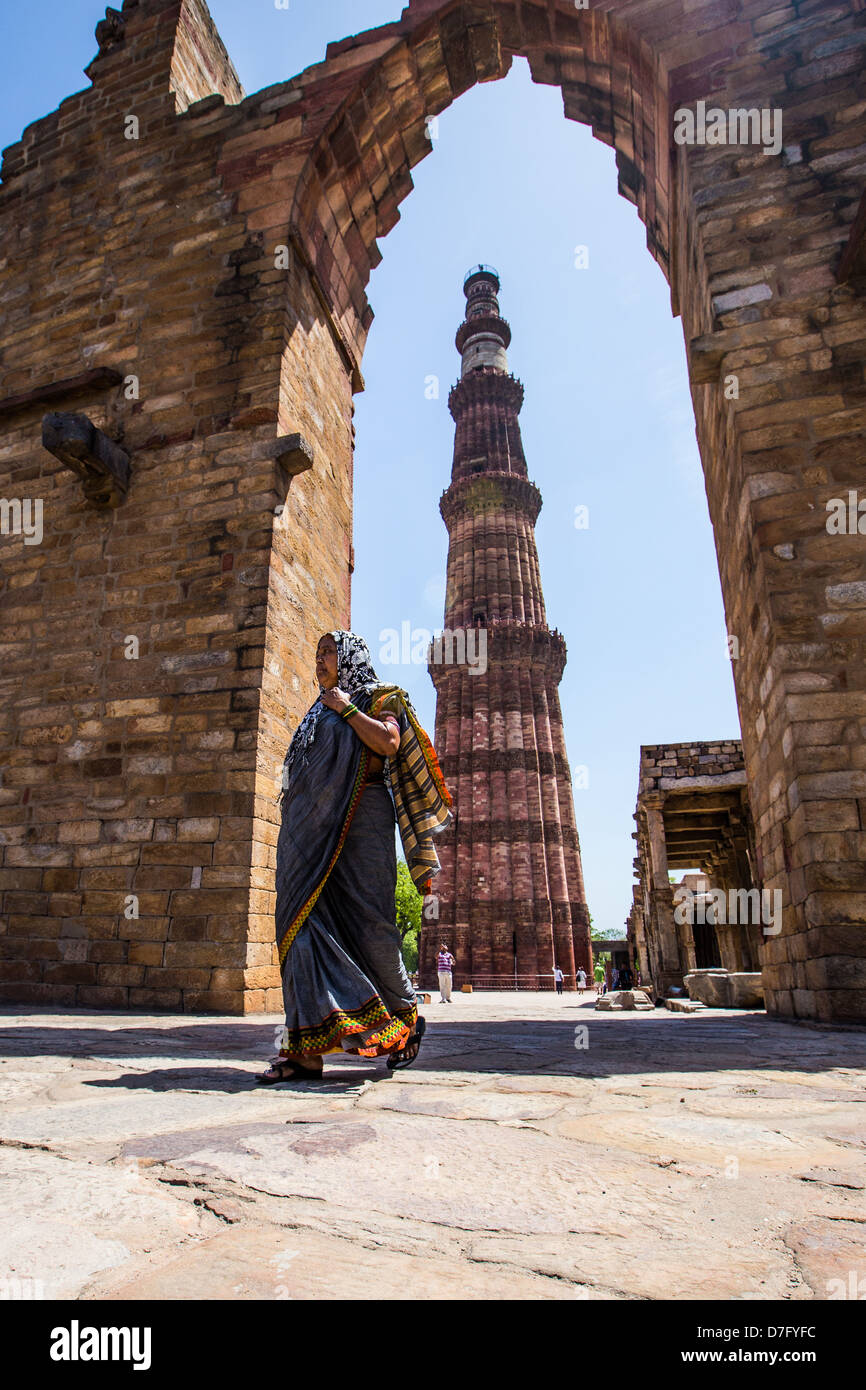 Qutub Minar, Delhi, Inde Banque D'Images