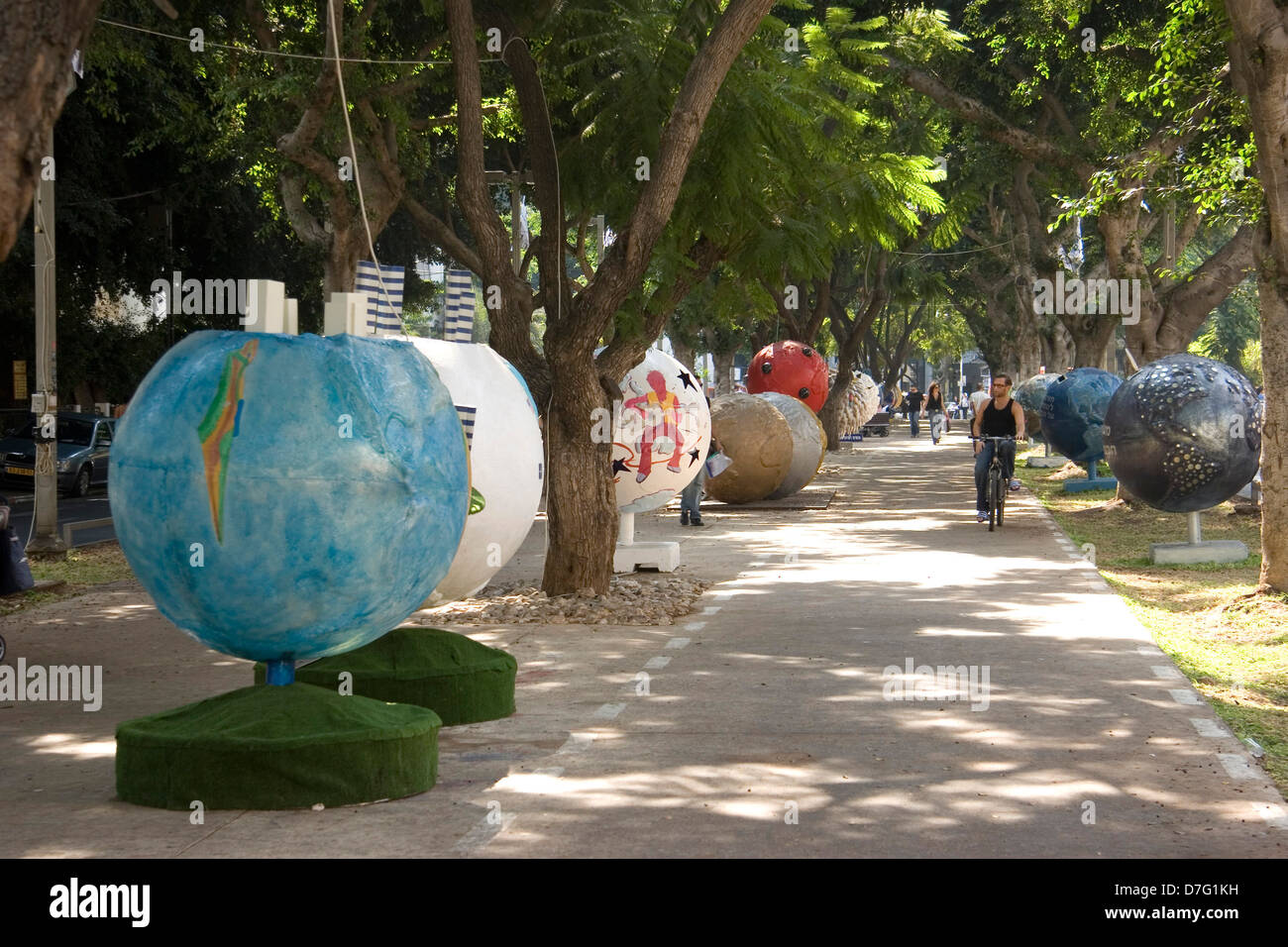 Vue d'exposition en plein air dans le Boulevard Rothschild, Tel Aviv Banque D'Images