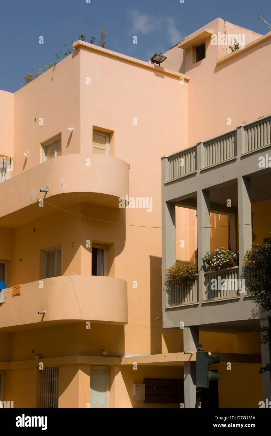 L'architecture du Bauhaus dans le boulevard Rothschild, Tel Aviv Banque D'Images