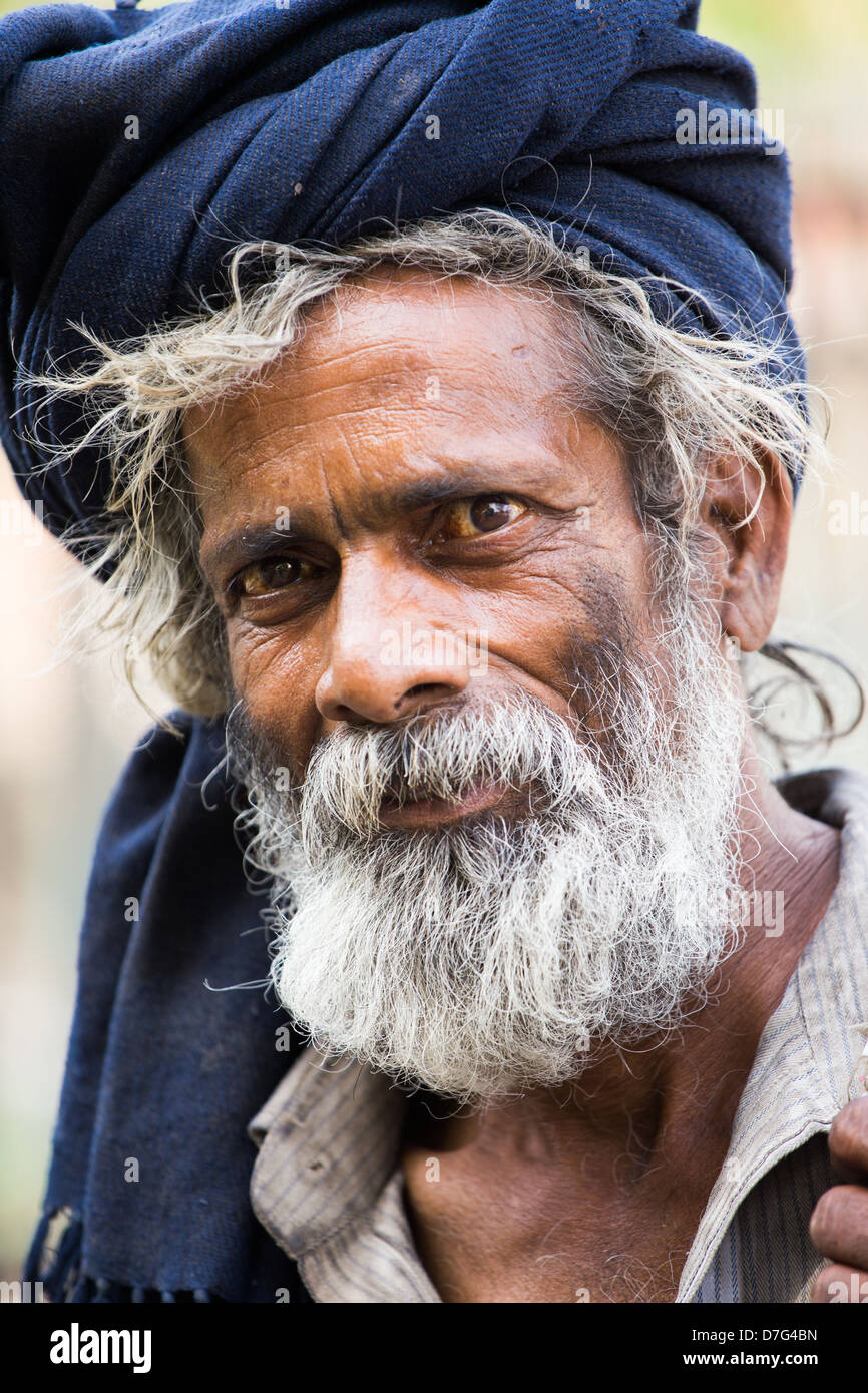 Vieil homme dans Old Delhi, Inde Banque D'Images